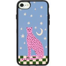 Coque iPhone 7 / 8 / SE (2020, 2022) - Silicone rigide noir Pink leopard with stars 2026