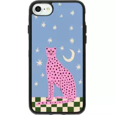Coque iPhone 7 / 8 / SE (2020, 2022) - Silicone rigide noir Pink leopard with stars 2026