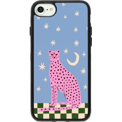 Coque iPhone 7 / 8 / SE (2020, 2022) - Silicone rigide noir Pink leopard with stars 2026