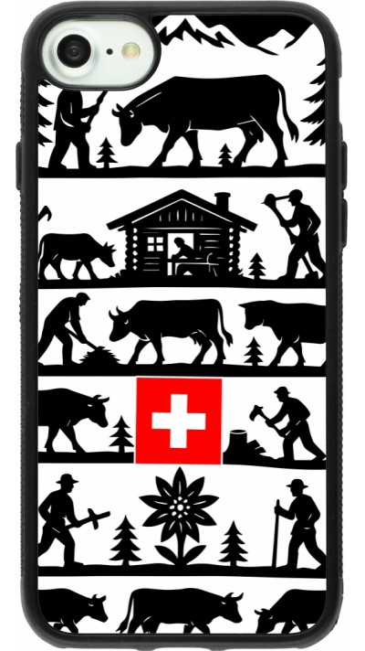 Coque iPhone 7 / 8 / SE (2020, 2022) - Silicone rigide noir Poya Suisse 1