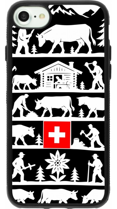 Coque iPhone 7 / 8 / SE (2020, 2022) - Silicone rigide noir Poya Suisse 1 noir