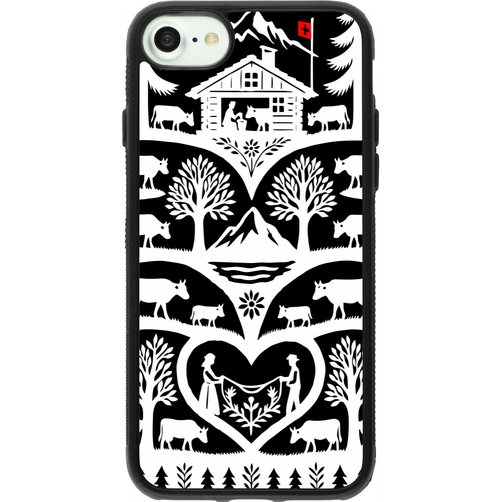 Coque iPhone 7 / 8 / SE (2020, 2022) - Silicone rigide noir Poya Suisse 2 noir