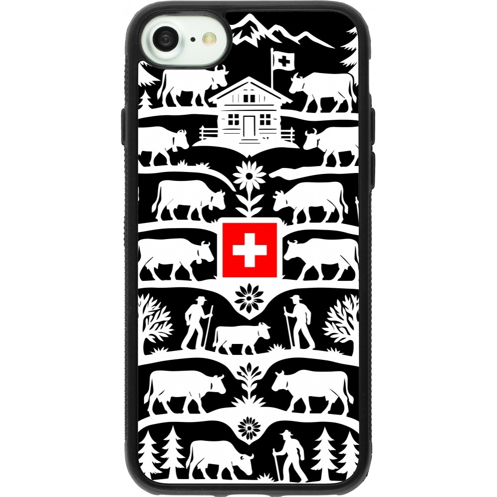 Coque iPhone 7 / 8 / SE (2020, 2022) - Silicone rigide noir Poya Suisse 3 noir