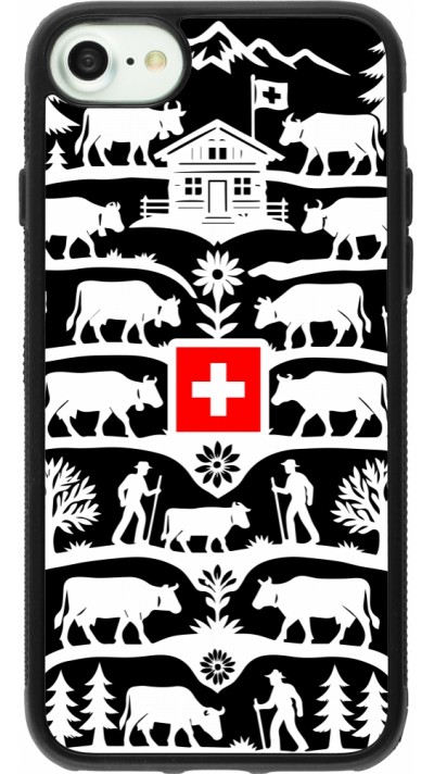 Coque iPhone 7 / 8 / SE (2020, 2022) - Silicone rigide noir Poya Suisse 3 noir