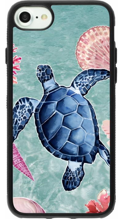 Coque iPhone 7 / 8 / SE (2020, 2022) - Silicone rigide noir Preppy Turtle