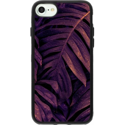 Coque iPhone 7 / 8 / SE (2020, 2022) - Silicone rigide noir Purple Light Leaves