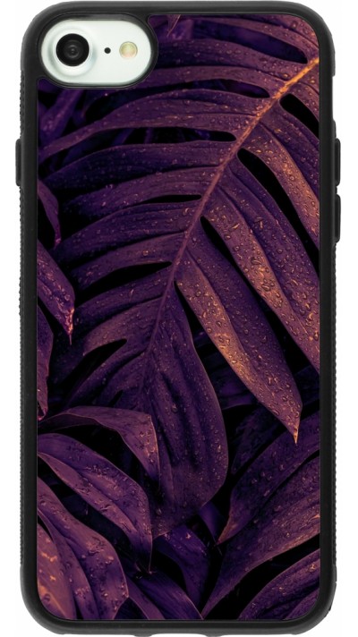Coque iPhone 7 / 8 / SE (2020, 2022) - Silicone rigide noir Purple Light Leaves