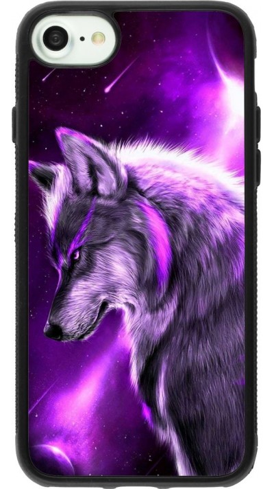 Coque iPhone 7 / 8 / SE (2020, 2022) - Silicone rigide noir Purple Sky Wolf