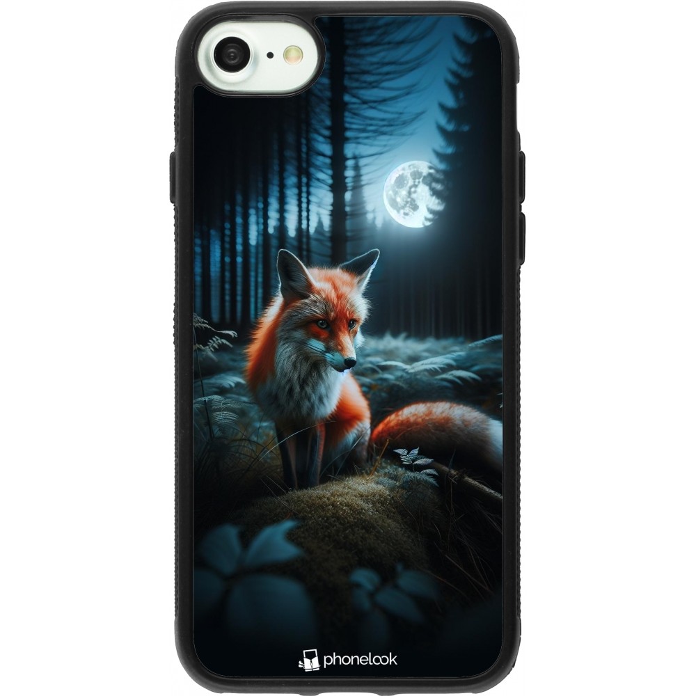 iPhone 7 / 8 / SE (2020, 2022) Case Hülle - Silikon schwarz Fuchs Mond Wald