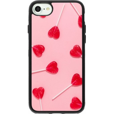 iPhone 7 / 8 / SE (2020, 2022) Case Hülle - Silikon schwarz Saint Valentines Day 26 Lollipop