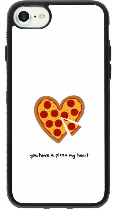 Coque iPhone 7 / 8 / SE (2020, 2022) - Silicone rigide noir Saint Valentines Day 26 You have my pizza heart