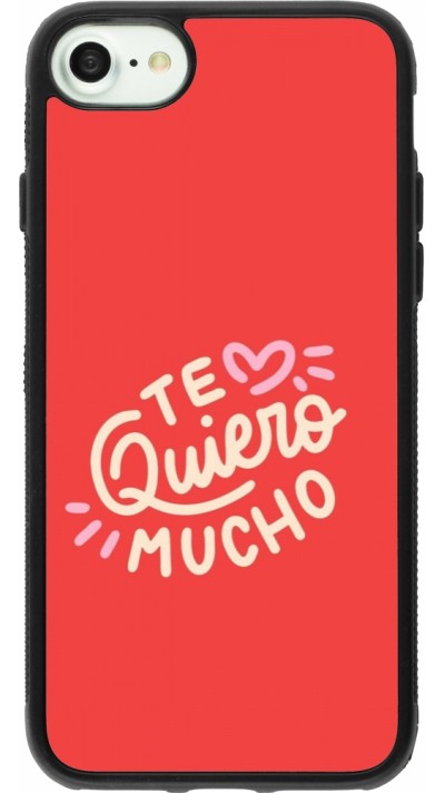 Coque iPhone 7 / 8 / SE (2020, 2022) - Silicone rigide noir Saint Valentines Day 26 Te quiero mucho