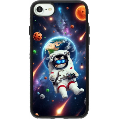iPhone 7 / 8 / SE (2020, 2022) Case Hülle - Silikon schwarz VR SpaceCat Odyssee