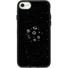 Coque iPhone 7 / 8 / SE (2020, 2022) - Silicone rigide noir Space Doodle