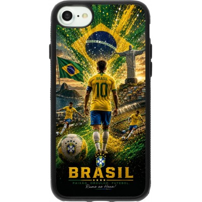 Coque iPhone 7 / 8 / SE (2020, 2022) - Silicone rigide noir Football Brésil splash 2026