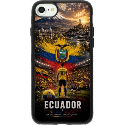 Coque iPhone 7 / 8 / SE (2020, 2022) - Silicone rigide noir Football Équateur splash 2026