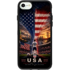 Coque iPhone 7 / 8 / SE (2020, 2022) - Silicone rigide noir Football États-Unis splash 2026