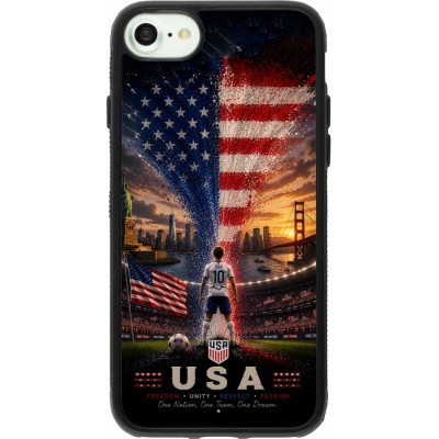 Coque iPhone 7 / 8 / SE (2020, 2022) - Silicone rigide noir Football États-Unis splash 2026