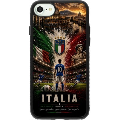 Coque iPhone 7 / 8 / SE (2020, 2022) - Silicone rigide noir Football Italie splash 2026