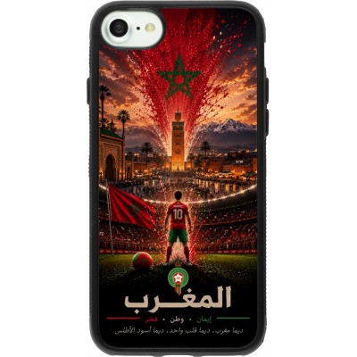 Coque iPhone 7 / 8 / SE (2020, 2022) - Silicone rigide noir Football Maroc splash 2026