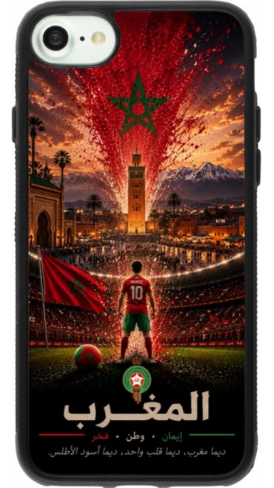 iPhone 7 / 8 / SE (2020, 2022) Case Hülle - Silikon schwarz Fussball Marokko splash 2026