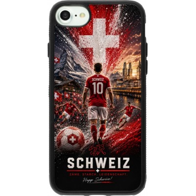 Coque iPhone 7 / 8 / SE (2020, 2022) - Silicone rigide noir Football Schweiz splash 2026