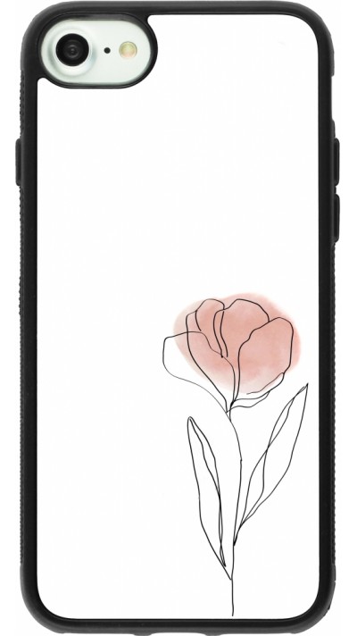 Coque iPhone 7 / 8 / SE (2020, 2022) - Silicone rigide noir Spring 23 minimalist flower