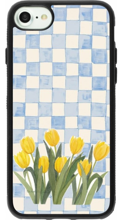iPhone 7 / 8 / SE (2020, 2022) Case Hülle - Silikon schwarz Blue vichy tulips Spring 2026