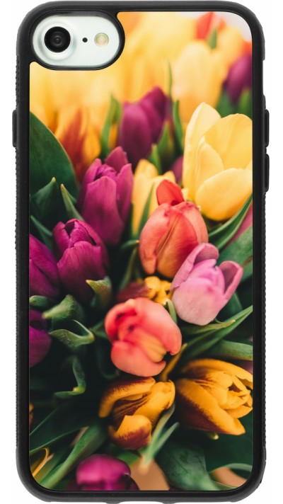 iPhone 7 / 8 / SE (2020, 2022) Case Hülle - Silikon schwarz Bouquet of tulips Spring 2026