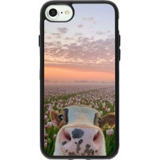 iPhone 7 / 8 / SE (2020, 2022) Case Hülle - Silikon schwarz Cow with tulips Spring 2026