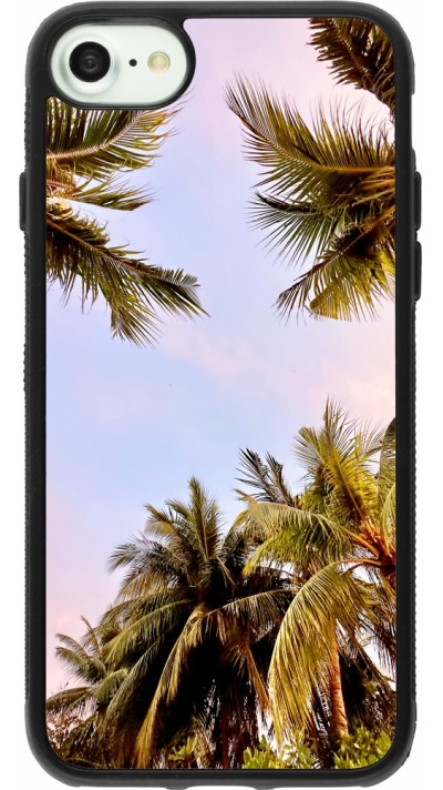 Coque iPhone 7 / 8 / SE (2020, 2022) - Silicone rigide noir Summer 2023 palm tree vibe