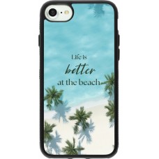 Coque iPhone 7 / 8 / SE (2020, 2022) - Silicone rigide noir Summer 2025 Life is better at the beach