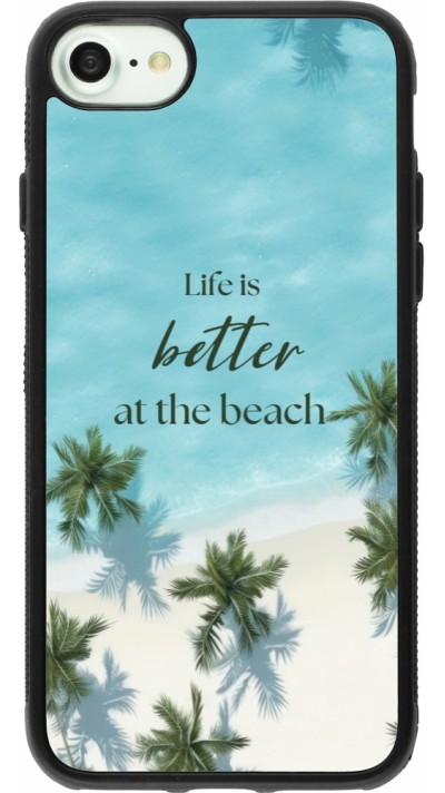 Coque iPhone 7 / 8 / SE (2020, 2022) - Silicone rigide noir Summer 2025 Life is better at the beach