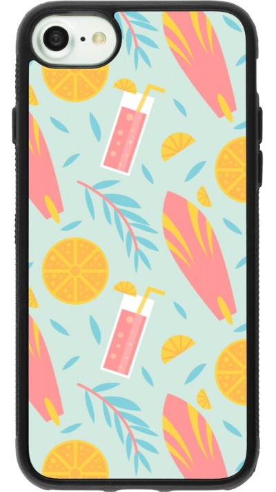 Coque iPhone 7 / 8 / SE (2020, 2022) - Silicone rigide noir Summer 2025 Pattern citron