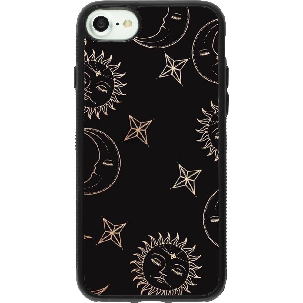 Coque iPhone 7 / 8 / SE (2020, 2022) - Silicone rigide noir Suns and Moons