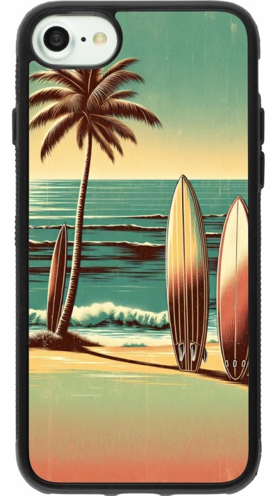 Coque iPhone 7 / 8 / SE (2020, 2022) - Silicone rigide noir Surf Paradise