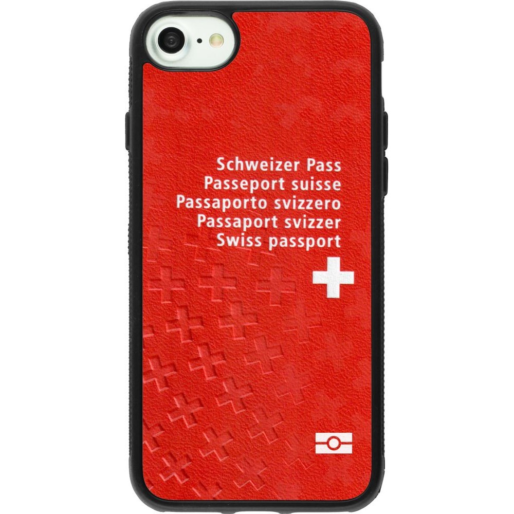 Coque iPhone 7 / 8 / SE (2020, 2022) - Silicone rigide noir Swiss Passport