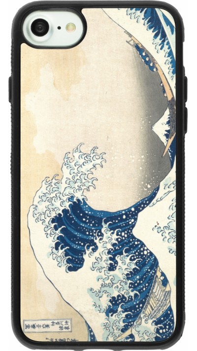 iPhone 7 / 8 / SE (2020, 2022) Case Hülle - Silikon schwarz Kunstbild - Die große Welle vor Kanagawa - Hokusai