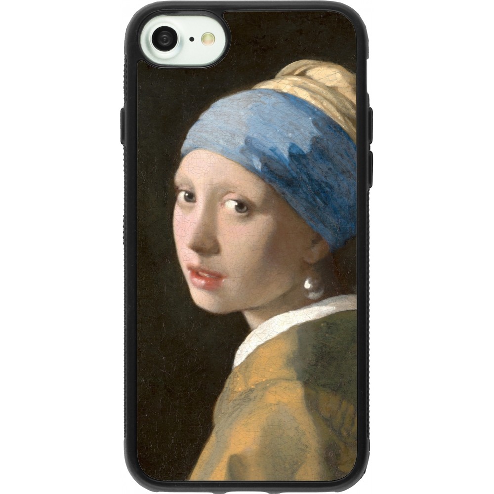 iPhone 7 / 8 / SE (2020, 2022) Case Hülle - Silikon schwarz Kunstbild - Das Mädchen mit dem Perlenohrring - Jan Vermeer