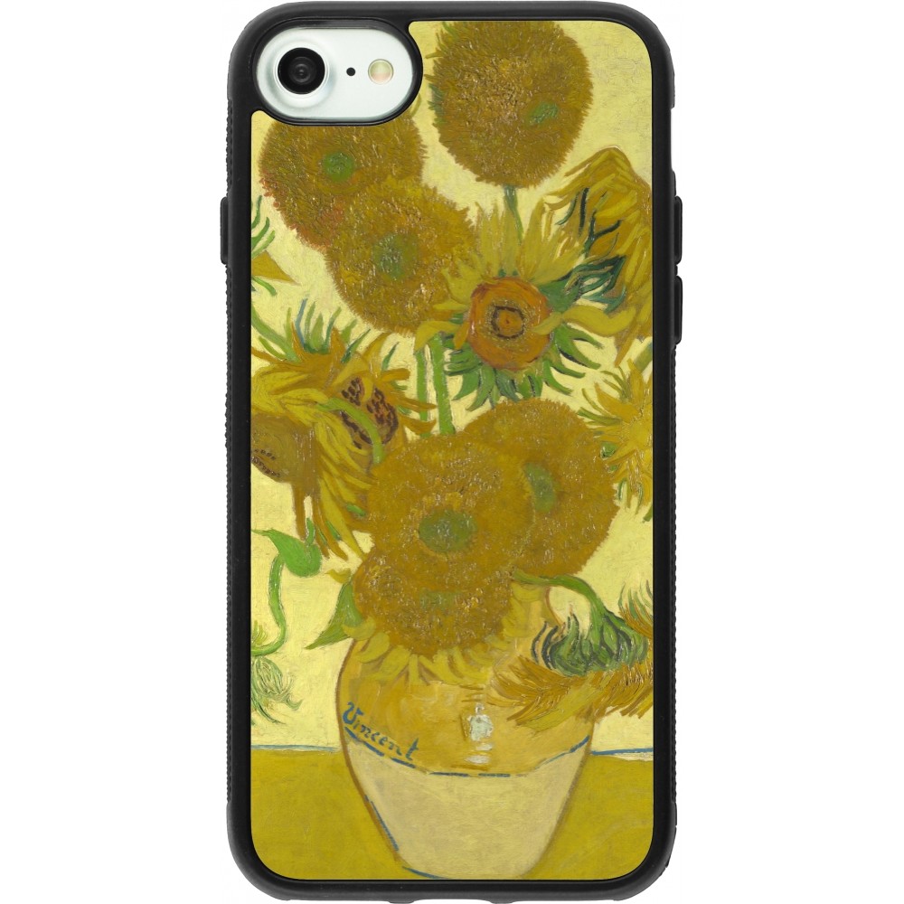 iPhone 7 / 8 / SE (2020, 2022) Case Hülle - Silikon schwarz Kunstbild - Sonnenblumen  - Van Gogh