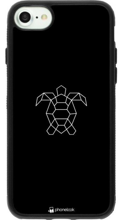 Coque iPhone 7 / 8 / SE (2020, 2022) - Silicone rigide noir Turtles lines on black