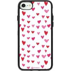 Coque iPhone 7 / 8 / SE (2020, 2022) - Silicone rigide noir Valentine 2022 Many pink hearts