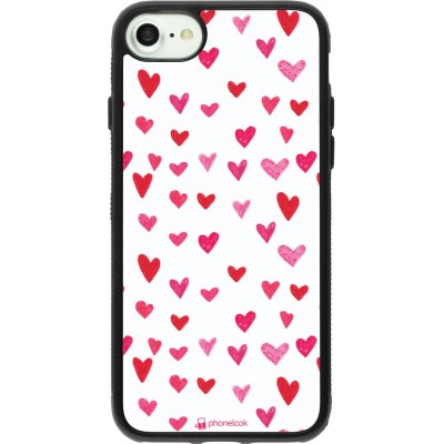 Hülle iPhone 7 / 8 / SE (2020, 2022) - Silikon schwarz Valentine 2022 Many pink hearts