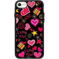 iPhone 7 / 8 / SE (2020, 2022) Case Hülle - Silikon schwarz Valentine 2023 love symbols
