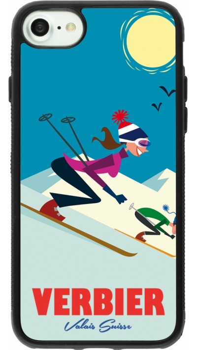 iPhone 7 / 8 / SE (2020, 2022) Case Hülle - Silikon schwarz Verbier Ski Downhill