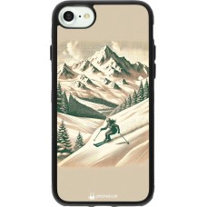 Coque iPhone 7 / 8 / SE (2020, 2022) - Silicone rigide noir Vintage Ski Mountain