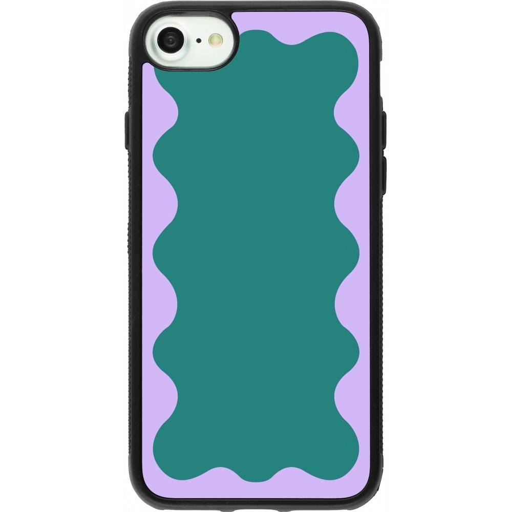 iPhone 7 / 8 / SE (2020, 2022) Case Hülle - Silikon schwarz Wavy Rectangle Green Purple