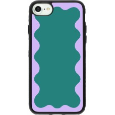 iPhone 7 / 8 / SE (2020, 2022) Case Hülle - Silikon schwarz Wavy Rectangle Green Purple