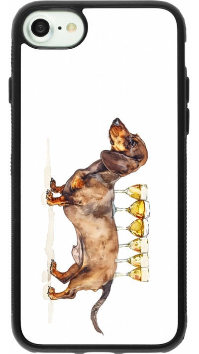 Coque iPhone 7 / 8 / SE (2020, 2022) - Silicone rigide noir Wine Teckel