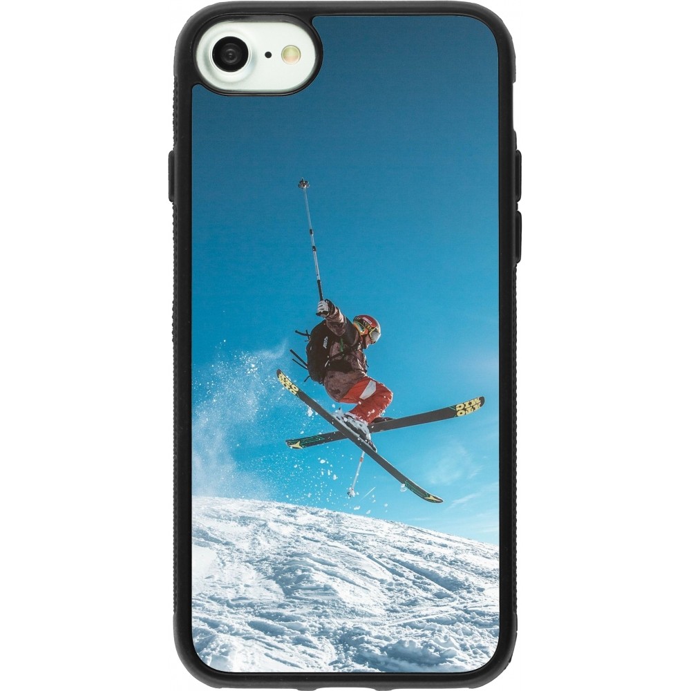 Coque iPhone 7 / 8 / SE (2020, 2022) - Silicone rigide noir Winter 22 Ski Jump